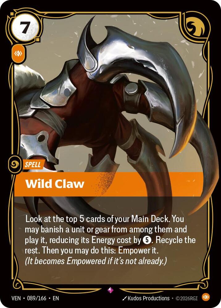 Wild Claw (089/166 - Rare) [Riftbound TCG: Vendetta]
