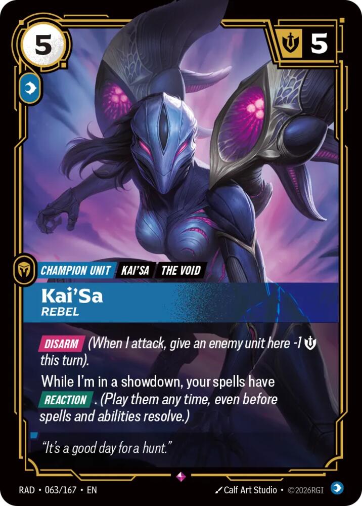 Kai'sa - Rebel (063/167 - Rare) [Riftbound TCG: Radiance]