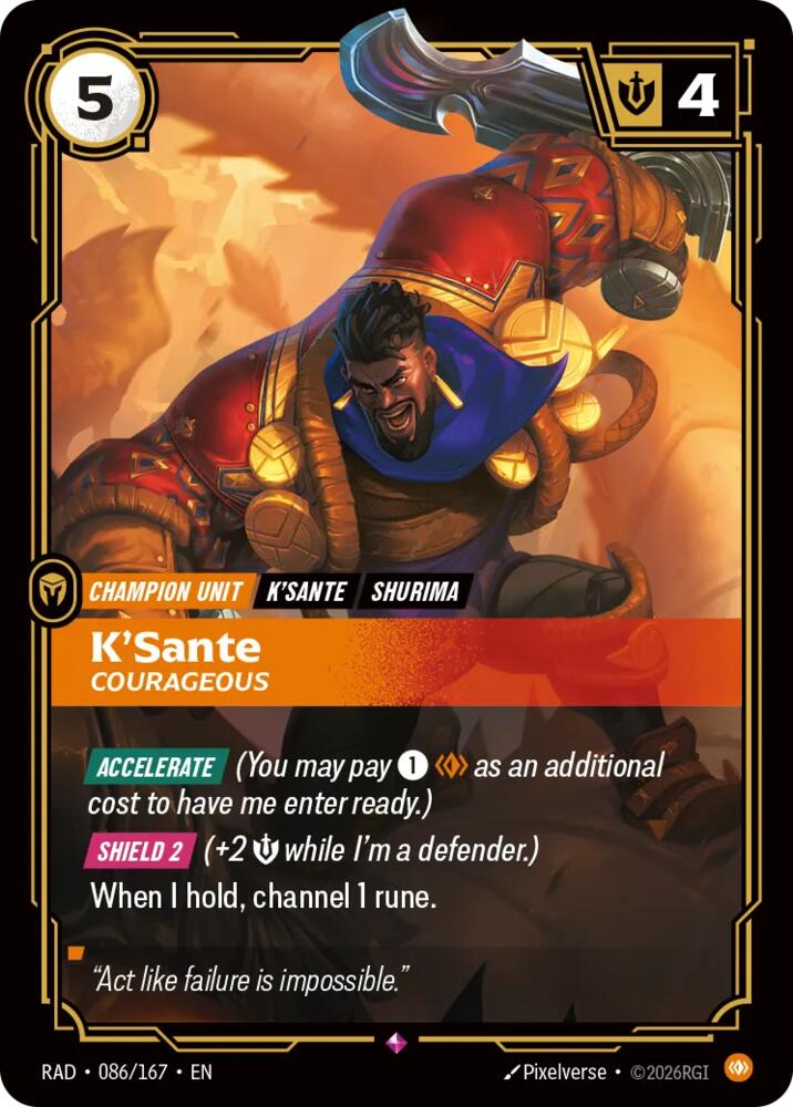 K'Sante - Courageous (086/167 - Rare) [Riftbound TCG: Radiance]