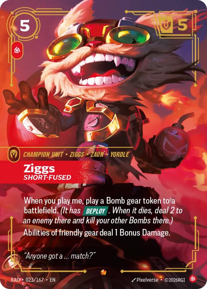 Ziggs - Short-Fused (023/167 - Epic) [Riftbound TCG: Radiance]