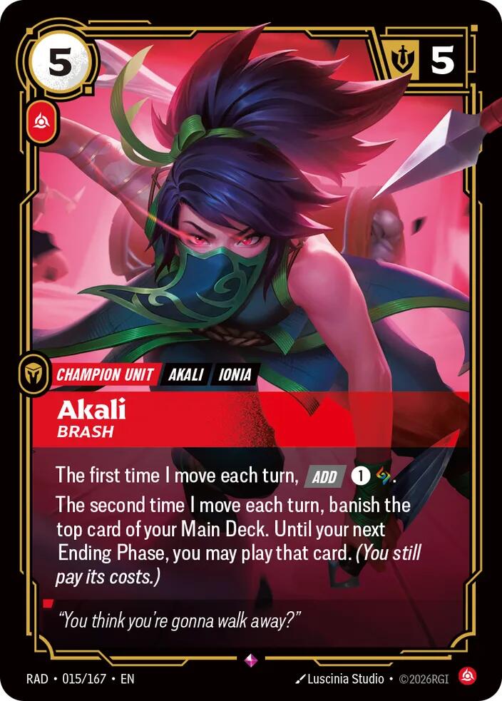 Akali - Brash (015/167 - Rare) [Riftbound TCG: Radiance]