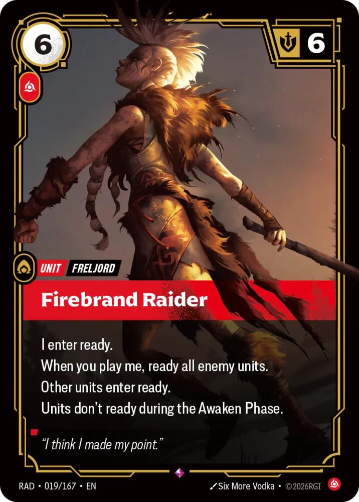 Firebrand Raider (019/167 - Rare) [Riftbound TCG: Radiance]