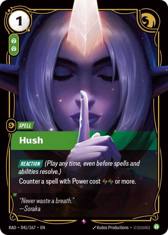 Hush (041/167 - Rare) [Riftbound TCG: Radiance]