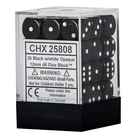 Chessex 36D6 Dice black/white
