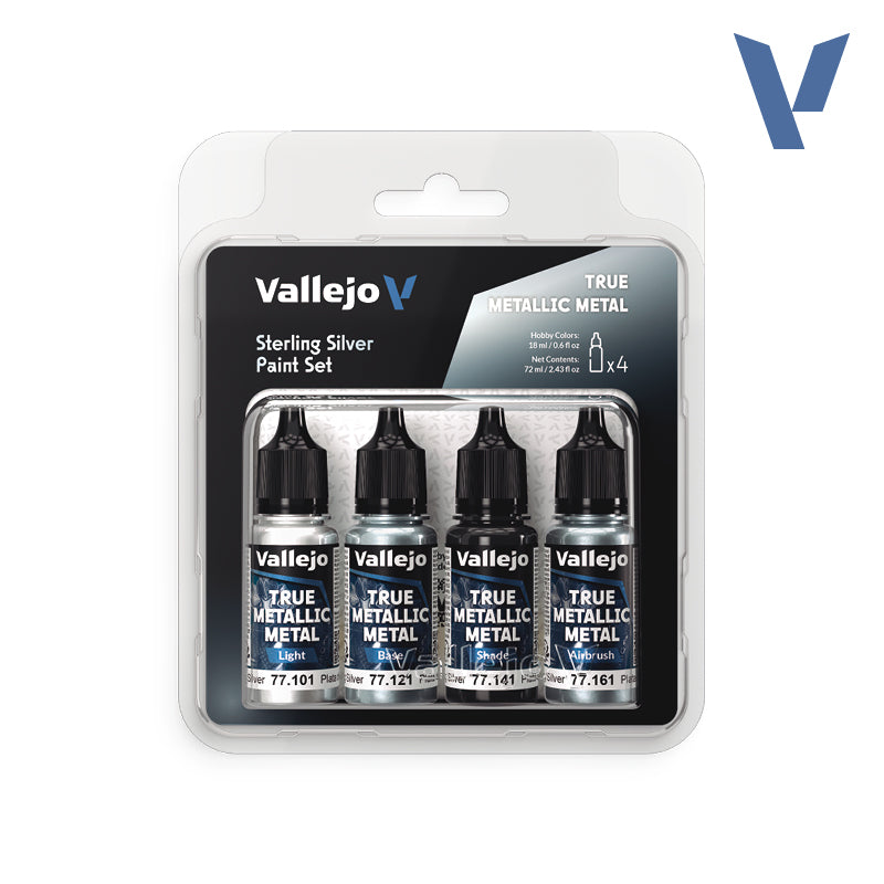 Vallejo: True Metallic Metal - Sterling Silver Paint Set