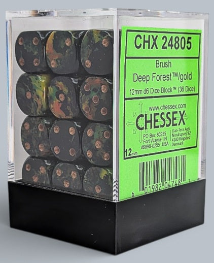 Chessex 36D6 Deep Forest/Gold