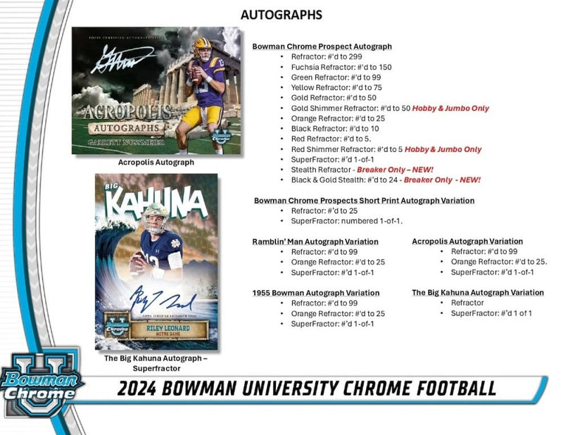 2024 Bowman University Chrome Football Hobby Pack