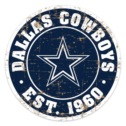 Dallas Cowboys 22" Round PVC Distressed Logo Wall Sign
