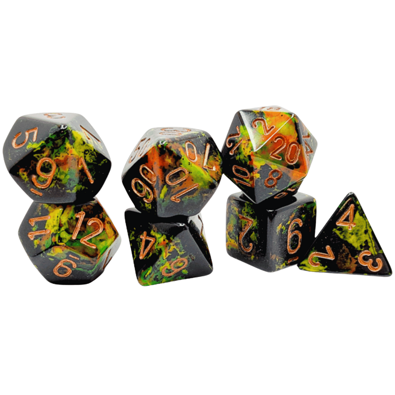 Chessex 7 Dice Set - Brush Deep Forest/Gold