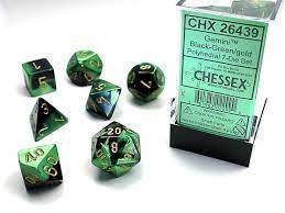 Chessex Gemini 7 Pc Black-Green/Gold