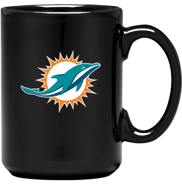 15 Oz Ceramic Mug -  Miami Dolphins - Black