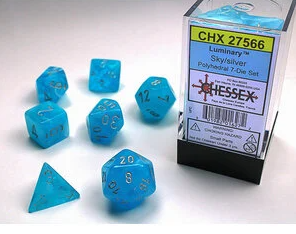 Chessex  7 Pc  Luminary Effect - Sky Silver