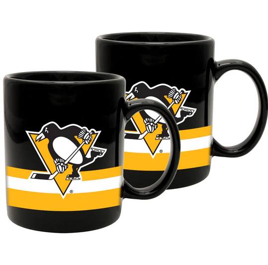 11 Oz Striped Ceramic Mug - Pittsburgh Penguins