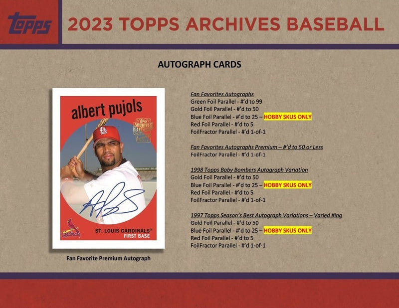 2023 Topps Archives Baseball - Hobby Box