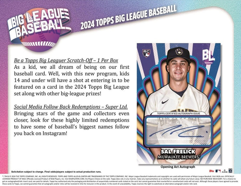 2024  Topps Big League Baseball Hobby Box