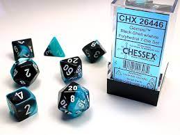 Chessex Gemini 7 Pc Black Shell/White