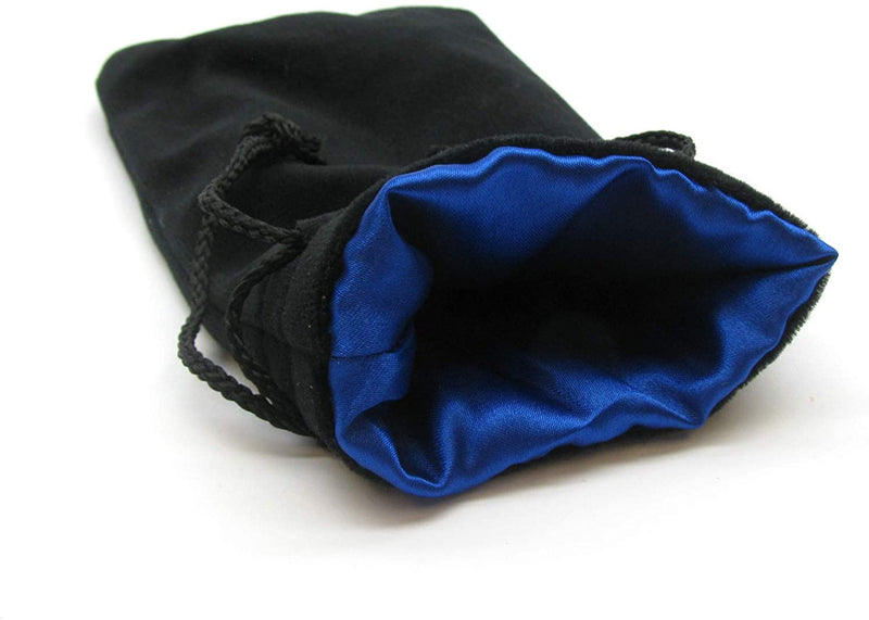 Black Velvet Dice Bag- 5 x 8 inch Blue Satin