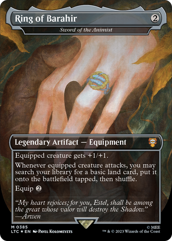 Ring of Barahir - Sword of the Animist (Borderless) (Surge Foil Realms and Relics) [The Lord of the Rings: Tales of Middle-Earth Commander]