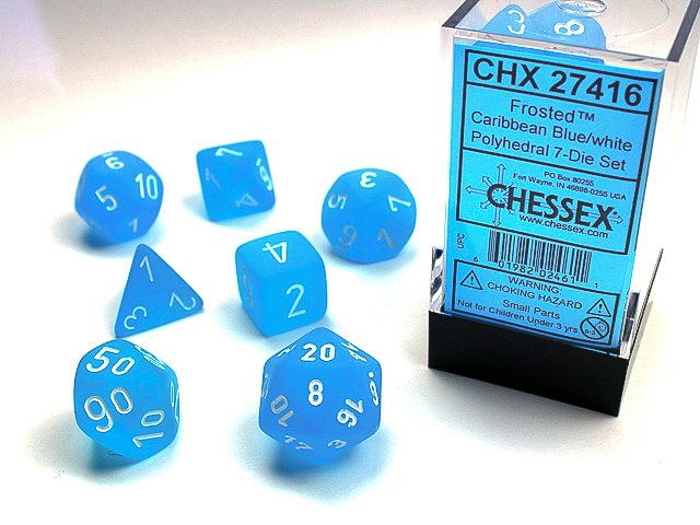 Chessex Frosted 7 Pc Caribbean Blue/White