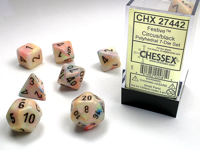 Chessex Dice - Festive 7 Pc Circus/Black