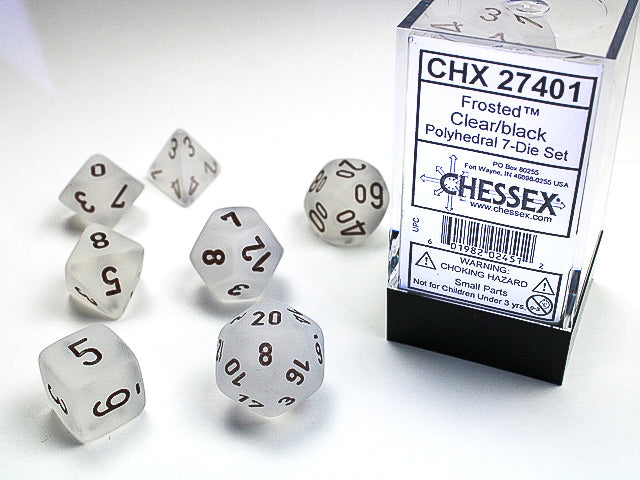 Chessex Frosted 7 Pc Clear/Black