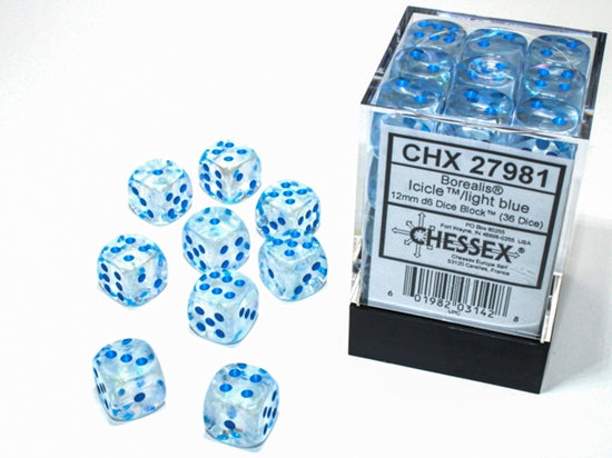 Chessex 36D6 Borealis  Icicle/light blue