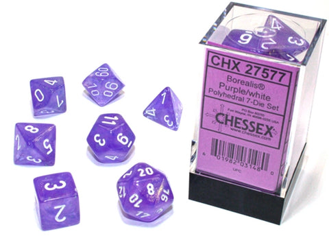 Chessex  7 Pc  Borealis - Purple/white