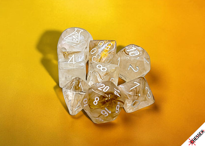 Chessex Borealis 7-Die Set Polyhedral Champagne/White (With Bonus Die!)