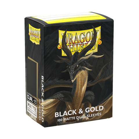 Dragon Shield Sleeves - Black & Gold Dual Matte