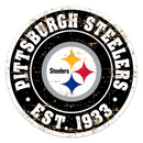 Pittsburgh Steelers Sign - 22" Round Distressed