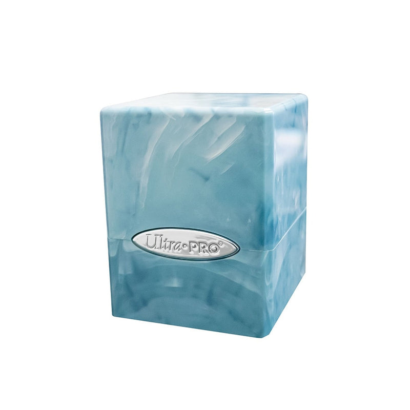 Deck Box Satin Cube: Marble Light Blue/white