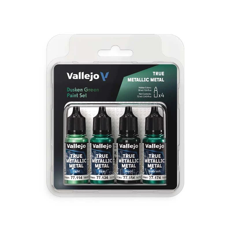 Vallejo: True Metallic Metal - Dusken Green Paint Set