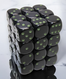 Chessex 36D6 Dice Black/Green