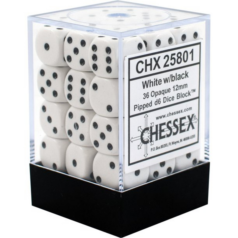 Chessex 36D6 Dice White/Black