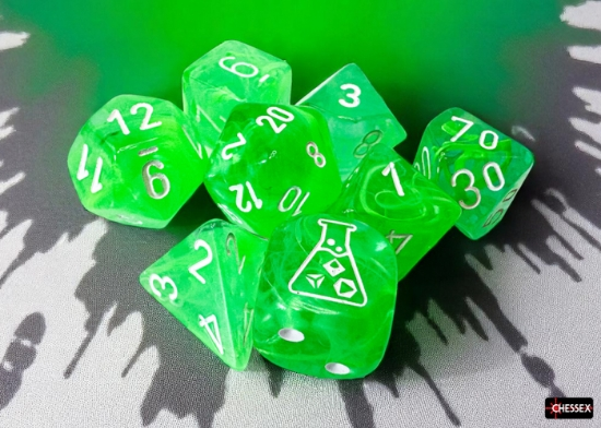 Chessex 7 Dice Set - Nebula Gelatinous/White