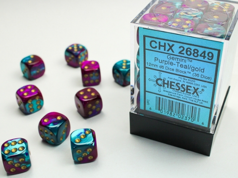 Chessex 36D6 Dice Purple-Teal/Gold