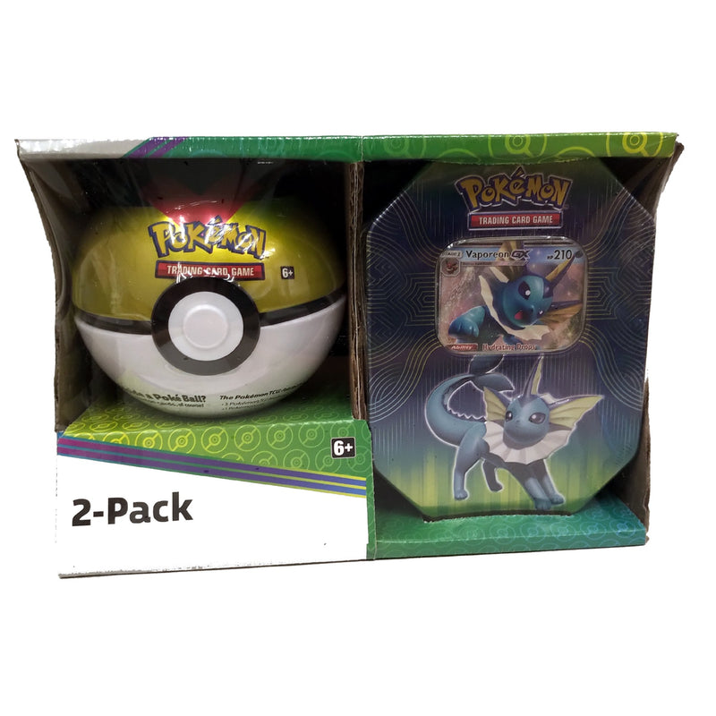2 Pack - Pokemon Poke Ball & Tin ( Vaporeon GX)