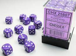 Chessex 36D6 Dice Purple/white