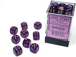 Chessex 36D6 Dice Royal Purple/Gold