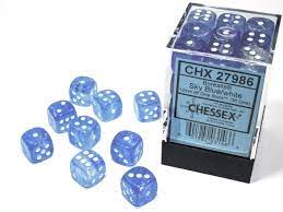 Chessex 36D6 Dice Sky Blue White