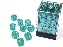 Chessex 36D6 Dicesky Teal gold