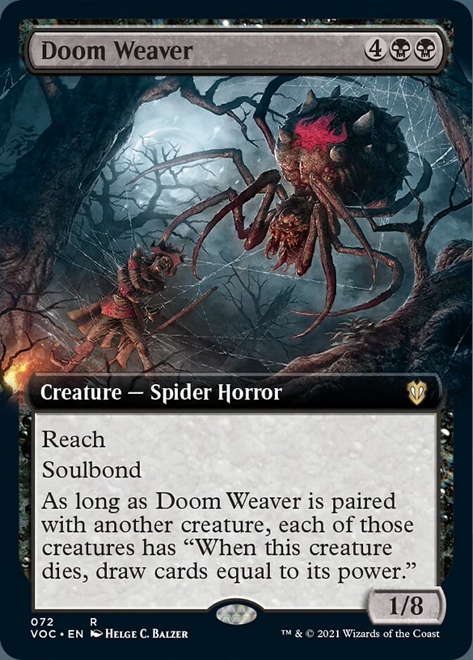 mtg whenever a creature dies draw a card Doom Weaver (Extended Art) [Innistrad: Crimson Vow Commander]