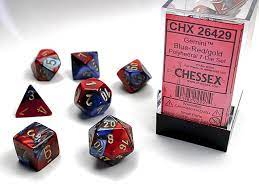 Chessex Gemini 7 Pc Blue-Red/Gold