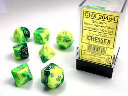 Chessex Gemini 7 Pc Green-yellow/silver