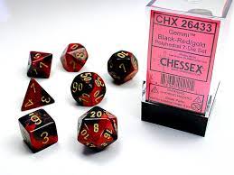 Chessex Gemini 7 Pc Black-Red/Gold