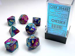 Chessex Gemini 7 Pc Purple-Teal/Gold