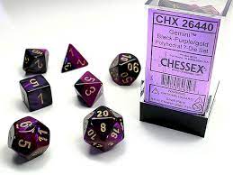 Chessex Gemini 7 Pc Black-Purple/Gold