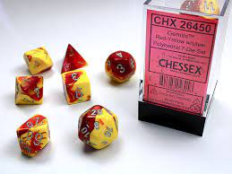 Chessex Gemini 7 Pc Red-Yellow/Silver