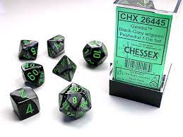 Chessex Gemini 7 Pc Black-Grey/green