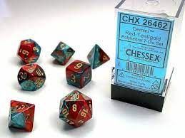 Chessex Gemini 7 Pc Red-teal/gold